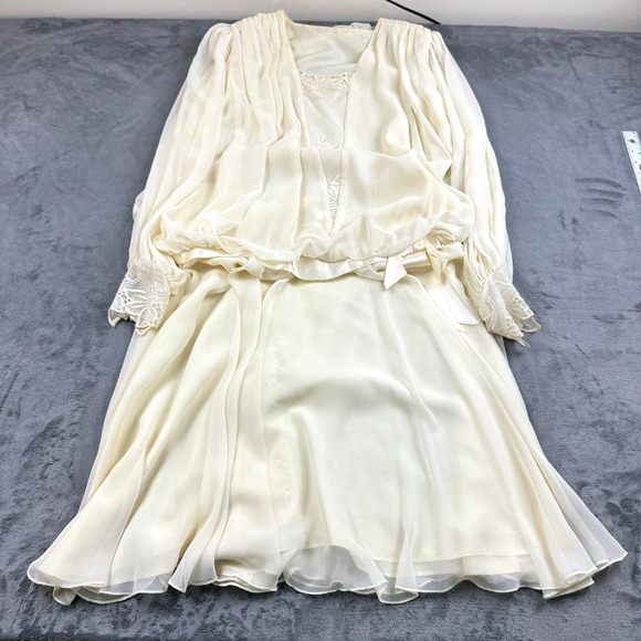 VTG JoEd Sophisticates Dress Size 12 Long Satin Sheer Romantic Elegant 60s Fairy - Picture 8 of 16